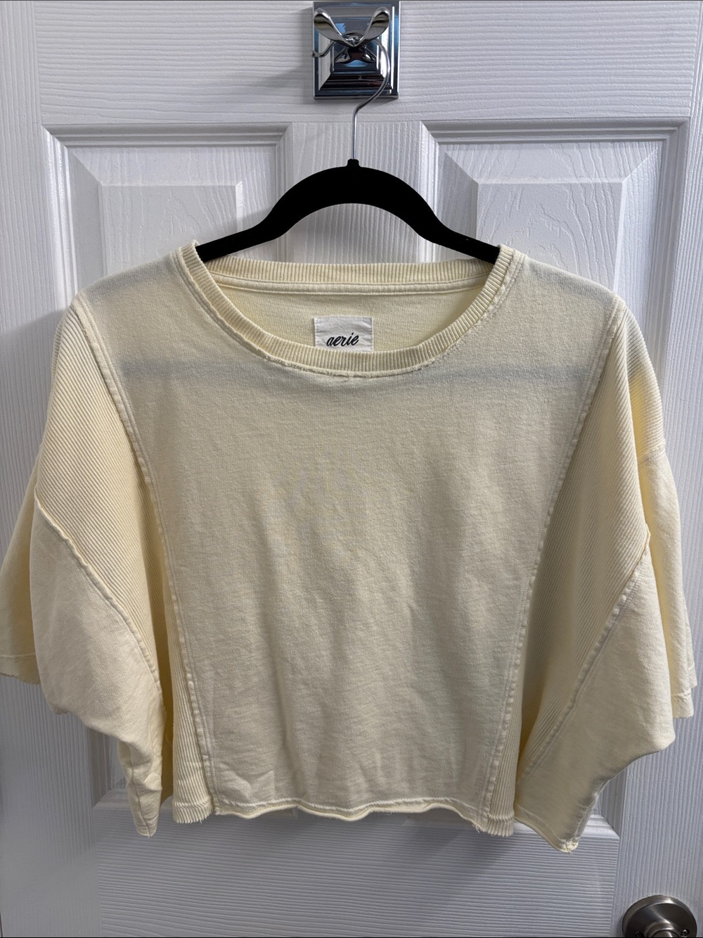 Women's aerie Yellow-Cream Cropped Boxy Crewneck Sweatshirt
